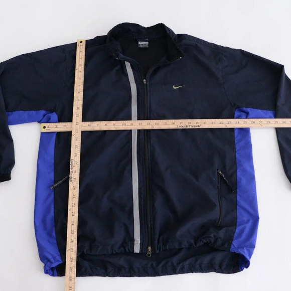 VTG Nike Y2K Navy  Blue Gray Tag Zip Up Fishnet Lined Running Windbreaker Jacket - Picture 4 of 12
